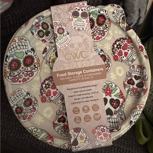 CWC Sugar Skulls Dia De Los Muertos Food Storage Round Containers
